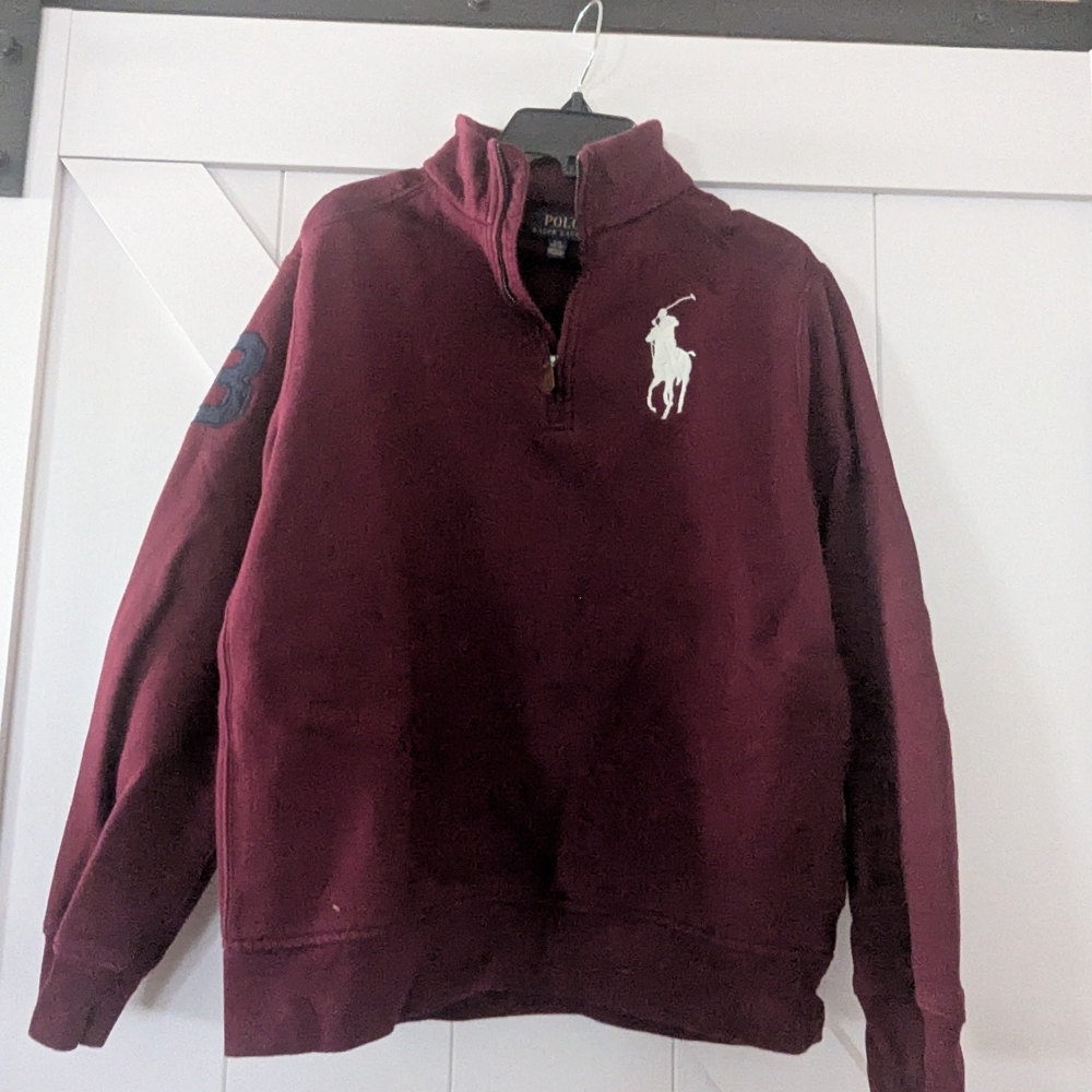 Ralph Lauren Men's Maroon Zip-Up Sweater